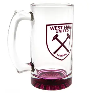 West Ham United FC Crest Glass Stein Clear/Burgundy (One Size)