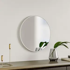 Baum Metal Flat Wall Mirror White / 40 cm H x 40 cm W