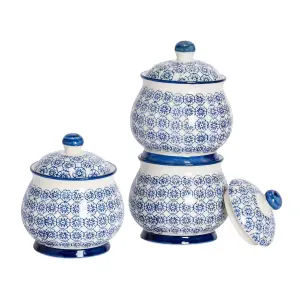 Nicola Spring - Hand-Printed Sugar Bowls - 10cm - Pack of 3