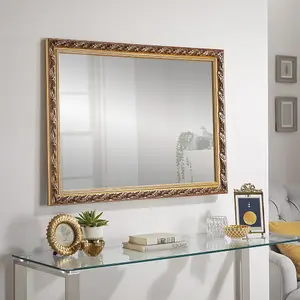 Wall Mirror Harlington Rectangular Shape with Gold Frame - H 90cm x W 65cm for Hanging in Living Room or Entryway