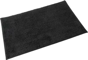 Super Soft Chloe Microfiber Fast Dry Bath Mat Bathroom Shower Machine Washable 50 x 80cm Black