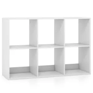 COSTWAY 6-Cube Bookshelf Modern Cubby Bookcase with Back Guardrail