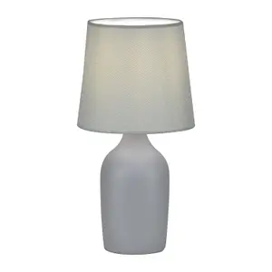 First Choice Lighting Set of 2 Smooth Grey Ceramic 27cm Table Lamps With Maching Shades