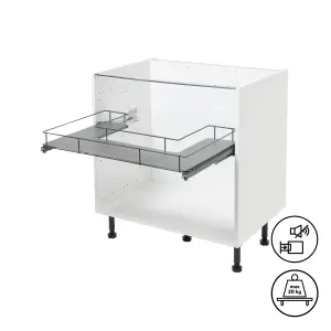 GoodHome Pebre Grey Under sink shelf 80cm Pull-out storage