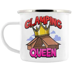 Grindstore Glamping Queen Enamel Mug White (One Size)