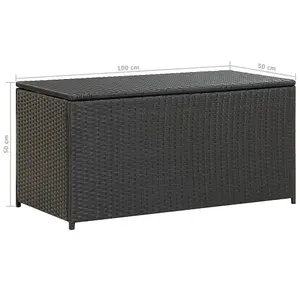 Berkfield Garden Storage Box Poly Rattan 100x50x50 cm Black