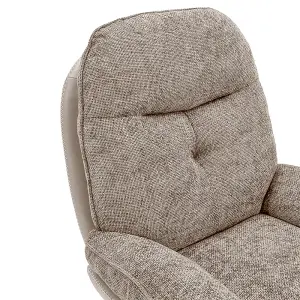 Light Brown Chenille Lounge Chair with Footstool for Bedroom