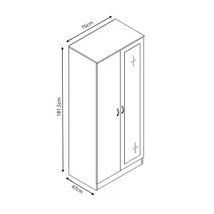 2 Door Mirrored Grey Gloss Double Wardrobe Scratch Resistant Bedroom Furniture