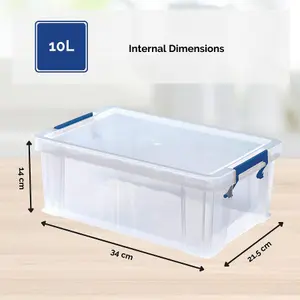 3 BANKERS BOX 2 x 10L 1 x 18.5L Clear Plastic Storage Box with Lid Super Strong Plastic Boxes