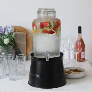 Rink Drink Glass Drinks Dispenser with Tap & Black Bucket Stand - 6.5L