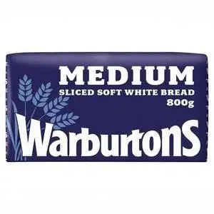 Warburtons Medium Sliced White Bread 800G