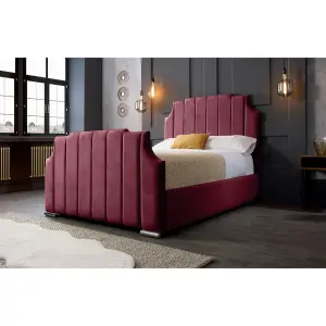 Nelson Plush Velvet Maroon Bed Frame