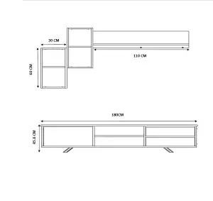 MALMO TV Entertainment Cabinet with Large wall shelf / Oak, Anthracite