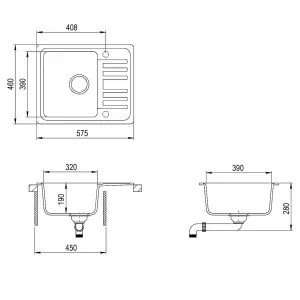 vidaXL Granite Kitchen Sink Single Basin Black