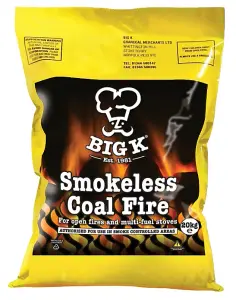 Big K Products Smokeless Coal SCF20x15-BQ, 15 x 20kg Bags on a Quarter Pallet, Suitable For Open Fires & Multi-Fuel Stoves