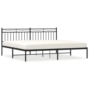 Berkfield Metal Bed Frame with Headboard Black 193x203 cm