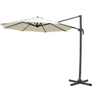 SunDaze 3M Cream Garden Cantilever Roma Parasol with 360 Degree Rotation Outdoor Patio Umbrella