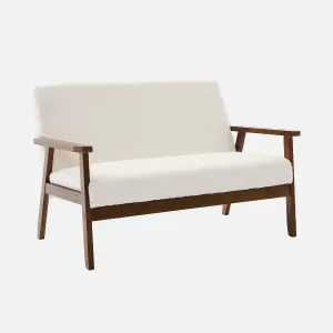 sweeek. 2-seater scandi-style sofa in boucle light walnut stained legs Isak boucle Off-White Boucle 114x69.5x73 cm