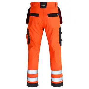 MS9 Mens Hi Viz Cargo Combat Holster Pockets Tactical Working Work Trouser Trousers Pants Jeans, Orange - 30W/30L