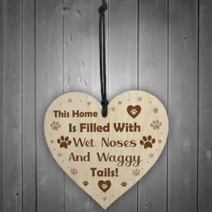 Red Ocean Handmade Dog Wooden Hanging Heart Plaque Funny Gift Perfect for Dog Lovers Pet Keepsake