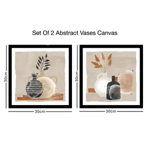 Arthouse Abstract Vases Earth Tones Canvas art, Set of 2 (H)30cm x (W)30cm