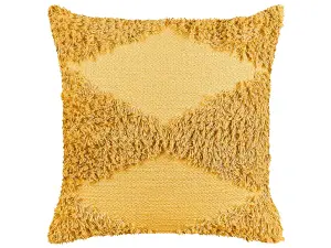 Throw Cushion RHOEO Cotton 45 x 45 cm Geometric Tufted Yellow