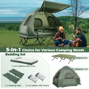 Costway 2-Person Tent Cot Folding Camp Tent Outdoor Hiking Bed Air Mattress Sleeping Bag