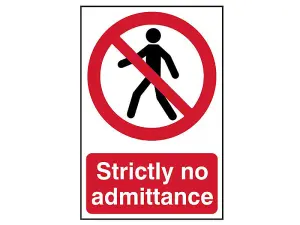 Scan Safety Sign - Strictly No Admittance - Durable PVC 200 x 300mm