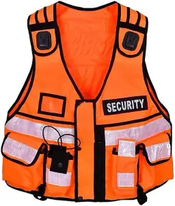 RAC3 High-Vis Security Vest, Full Corduroy, Body Camera Mounts, Multiple Pockets , Fit upto 5XL, Available in 5 Color ( Orange )