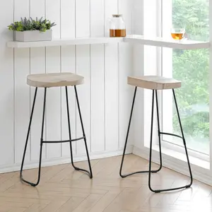 Gallitzin Solid Wood Kitchen Counter Bar Stool (Set of 2) Black / Bar Stool (76.25cm Seat Height)