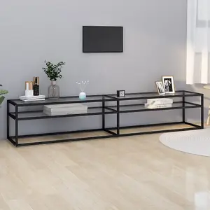 Berkfield TV Cabinet Transparent 220x40x40.5 cm Tempered Glass