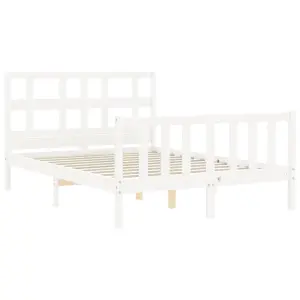 Berkfield Bed Frame with Headboard White 140x200 cm Solid Wood