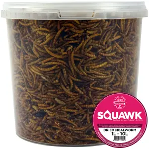 10L SQUAWK Dried Mealworms - Premium Quality Wild Bird Food Garden Snacks For Birds