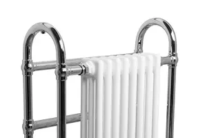 Rinse Traditional Victorian 904x674mm Heated Towel Rail Bathroom Radiator Chrome & White