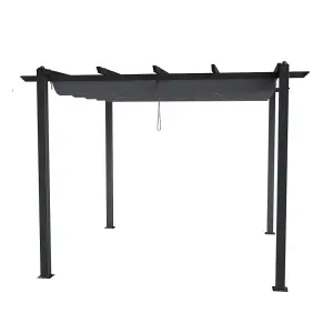 Aluminum Garden Gazebo with Retractable Canopy Heavy Duty Awnings 3 x 3m