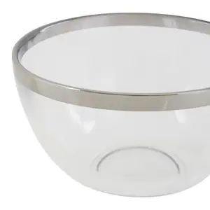 Maison by Premier Ida 15cm Plain Glass Bowl With Silver Rim