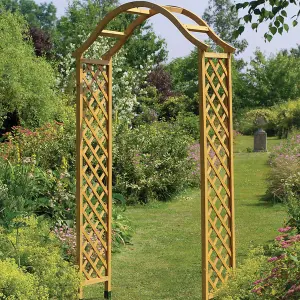 Smart Garden Elegant Woodland Wooden Garden Arch Pergola Tan Plant Support