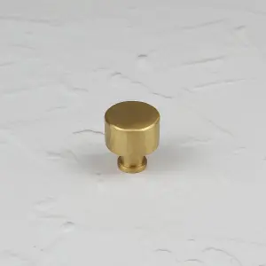 Satin Brass Hammered Knob 30mm Diameter