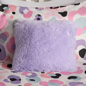 Fluffy Fleece Cushion Plump Filled Supersoft Warm Chair Pillow, Square - Lilac