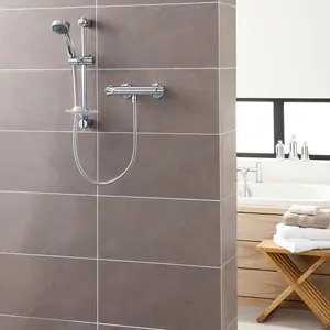 Triton Dene Cool Touch Thermostatic Bar Mixer Shower Chrome Fast Fit Kit + Riser