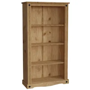 Vida Designs Corona Solid Pine Medium Bookcase Freestanding Shelving Unit (H)1385mm (W)750mm (D)290mm