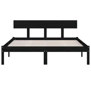 Berkfield Bed Frame Black Solid Wood 120x190 cm Small Double