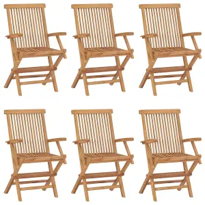 Berkfield Folding Garden Chairs 6 pcs Solid Teak Wood