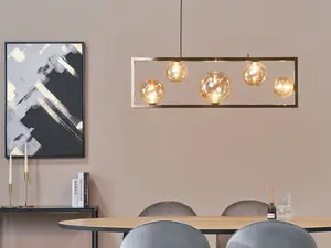 Metal 5 Light Pendant Lamp Brass GEEHI