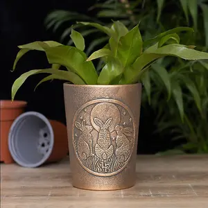 Antique Bronze Effect Terracotta Plant Pot - Moon Shadows Design