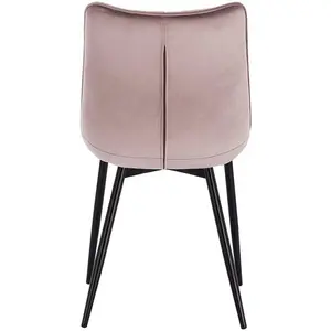 Set Of 4 Dining Room Chairs Kitchen Chair Cushioned Chair Design Chair With Backrests With Fabric Seat And Metal Frame Pink