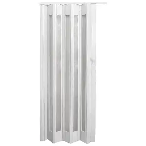 White PVC Folding Magnetic Accordion Door Internal Sliding Door Panel Divider 87cm W x 203cm H