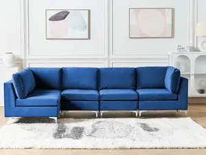 Corner Sofa EVJA Navy Blue Velvet Right Hand