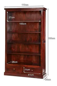 Jaipur Dark Mango Large Bookcase - Solid Mango Wood - L35 x W110 x H180 cm