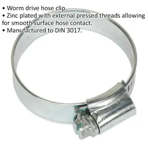 30 PACK Zinc Plated Hose Clip - 32 to 44mm Diameter - External Pressed Threads